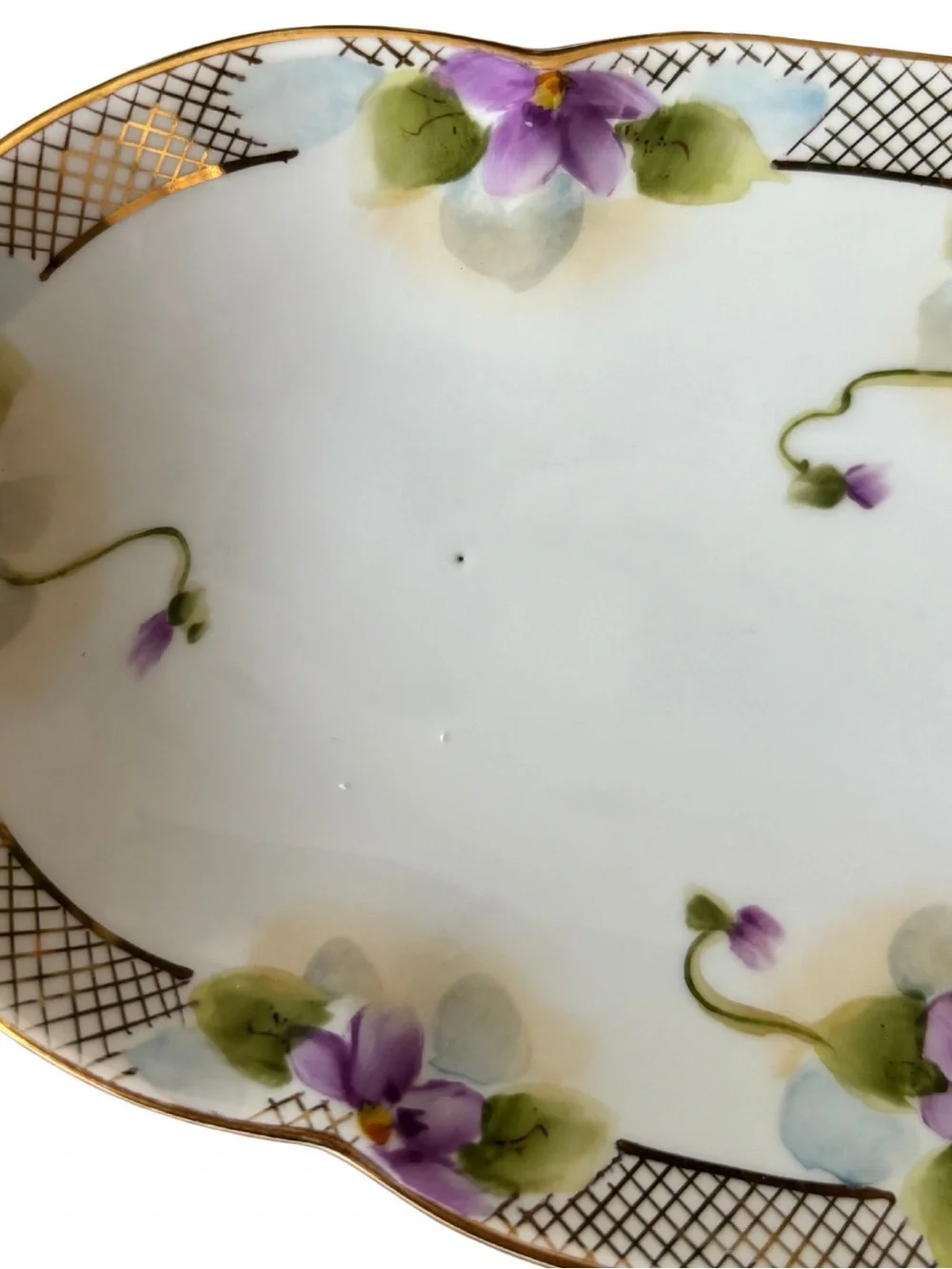 Hand-Painted Purple Violet Porcelain Serving Tray